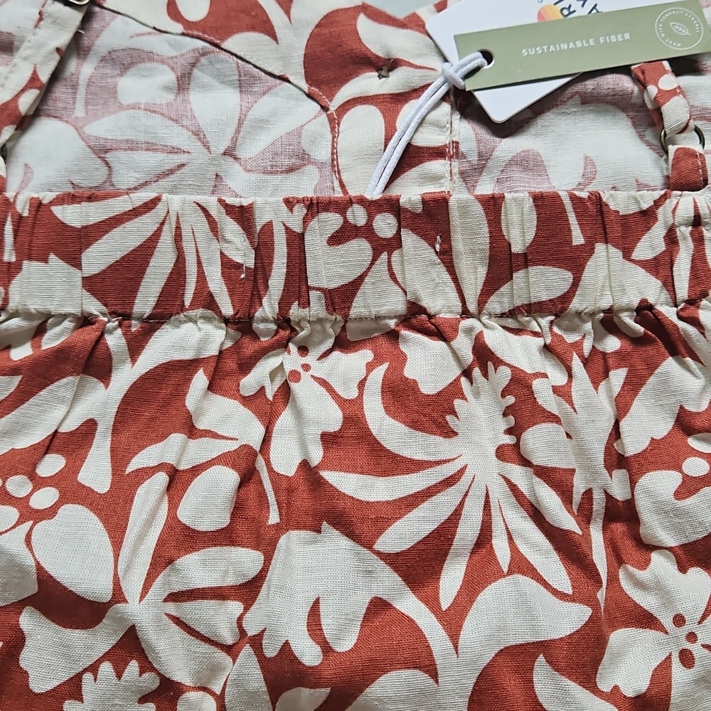 Marine Layer Coral and White Floral Tank Top, Size L - Picture 8 of 10
